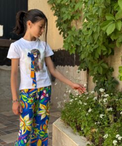 Ensemble Fillette Avec Tissu Motif Éte 4 Couleurs